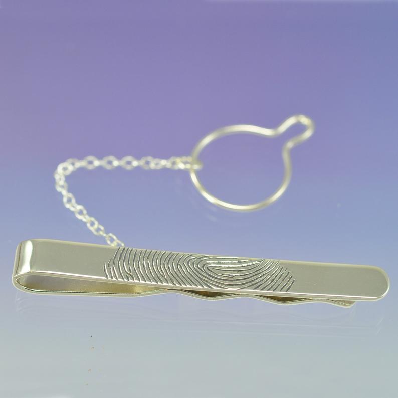 Fingerprint Tie Slide Silverware by Chris Parry Jewellery
