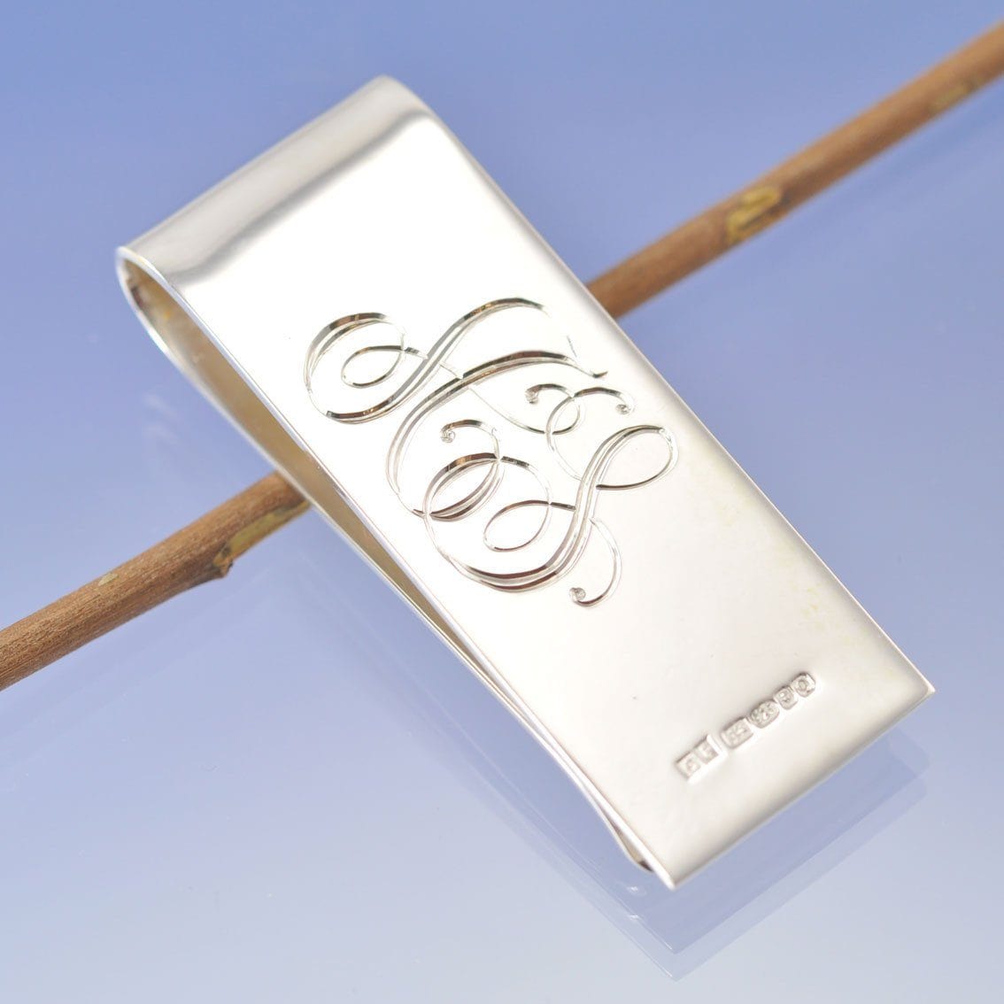 Hand Engraved Initial Money Clip Silverware by Chris Parry Jewellery