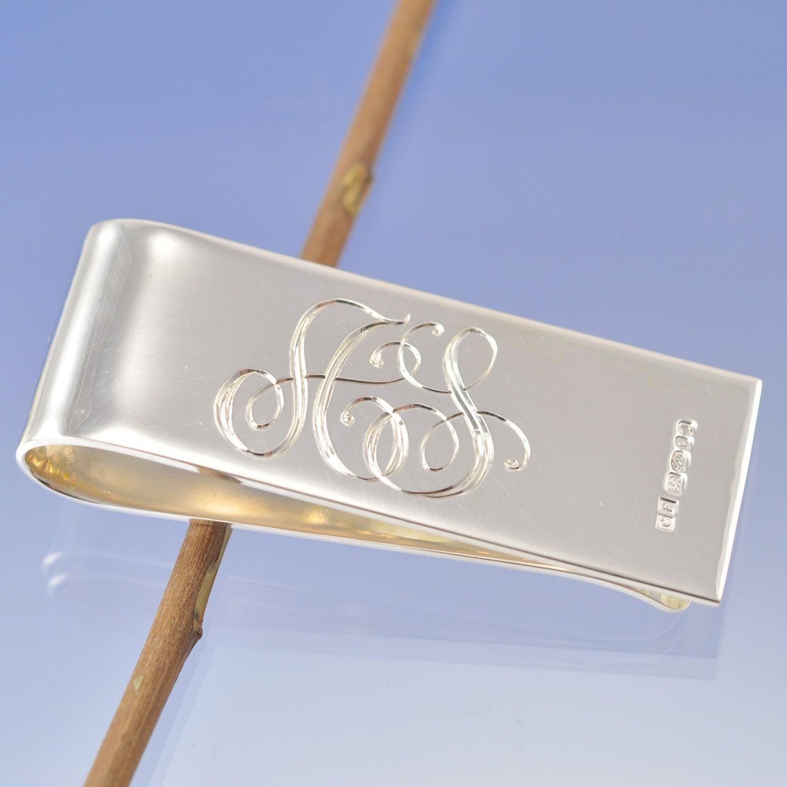 Hand Engraved Initial Money Clip Silverware by Chris Parry Jewellery