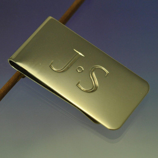 Steel Hand Engraved Initial Money Clip Silverware by Chris Parry Jewellery