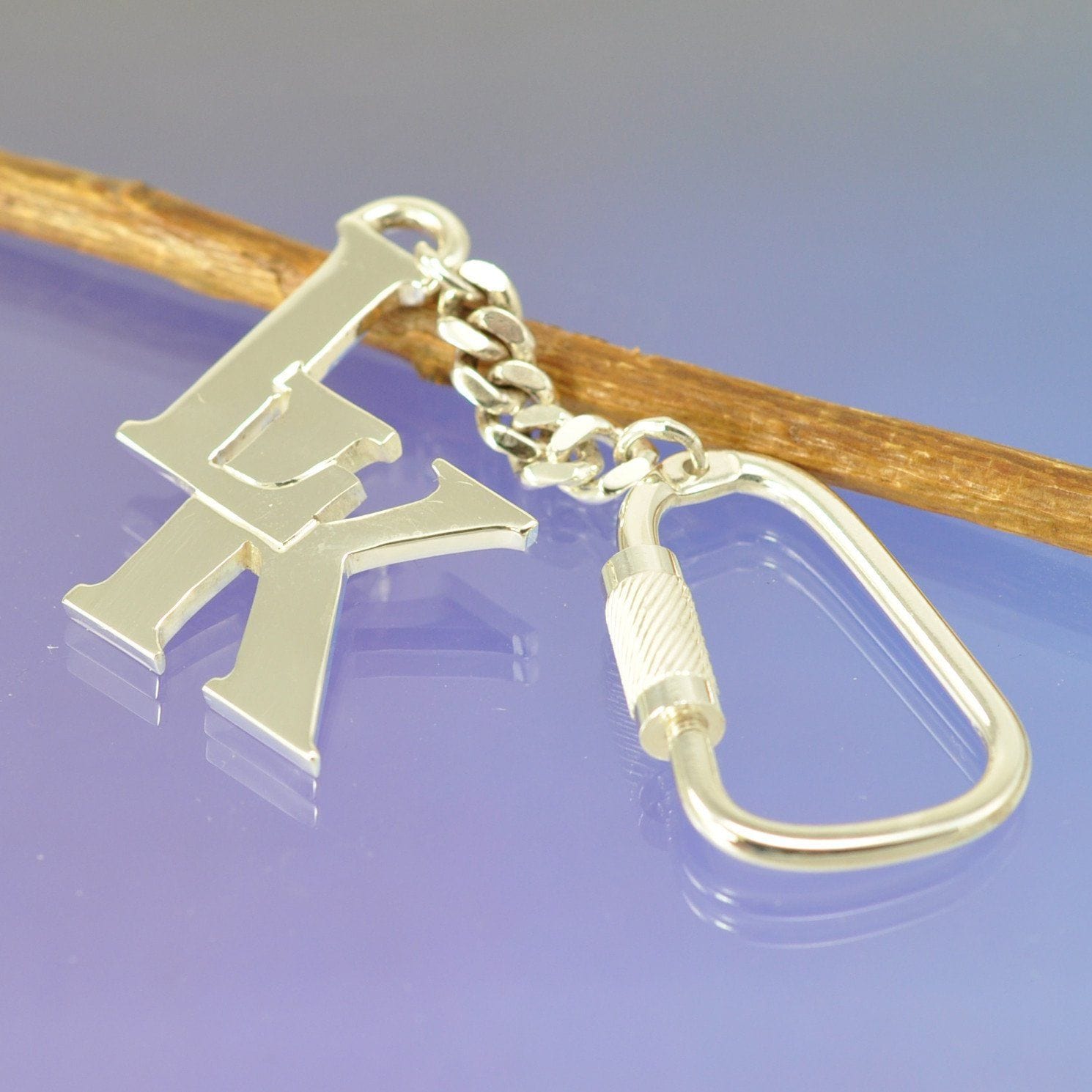 Sterling Silver Initial Key Ring