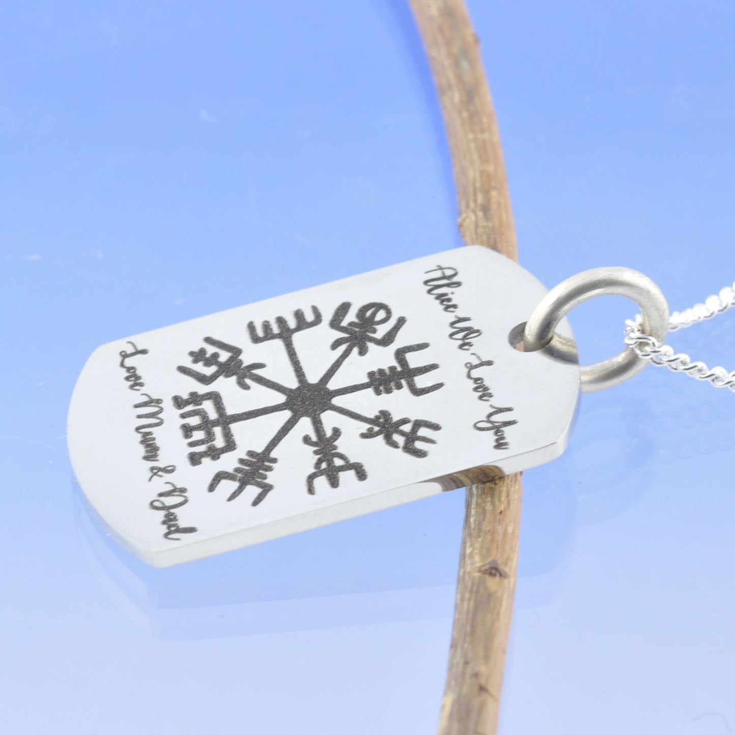 Viking Compass Points Steel Dog Tag by Chris Parry Jewellery