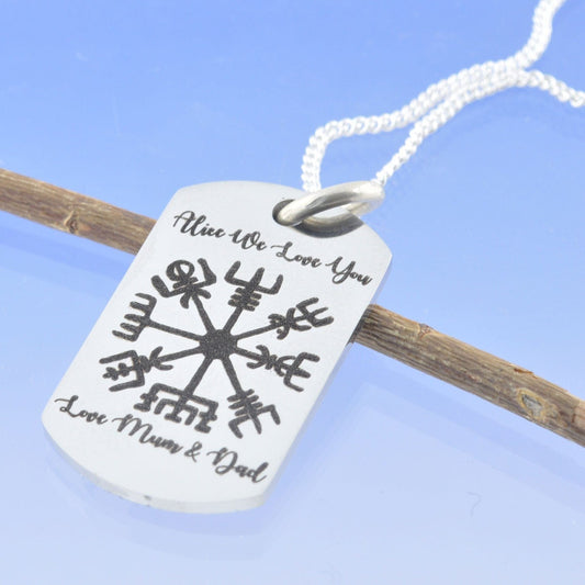 Viking Compass Points Steel Dog Tag by Chris Parry Jewellery