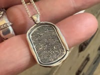 Fingerprint Necklace | Rustic Dog Tag Pendant